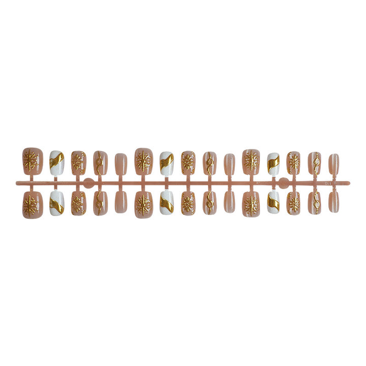 Elegant Gold-Embellished Press-On Nail Art Set