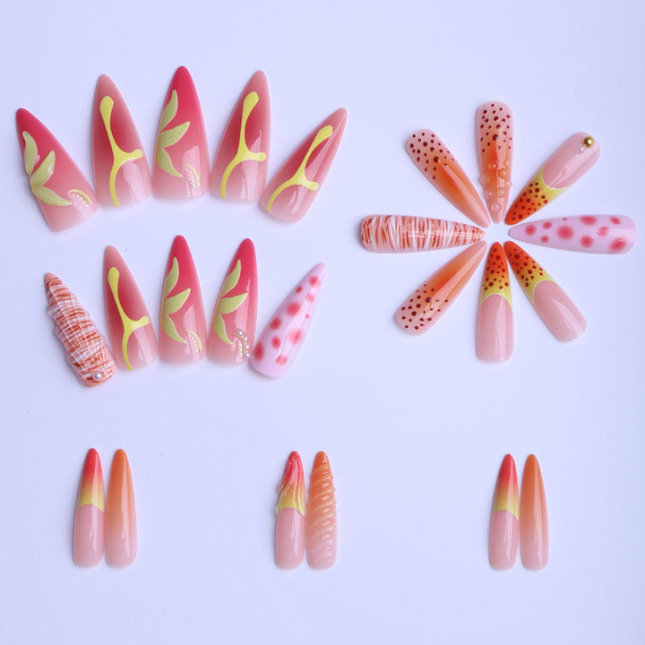 Exquisite Artificial Nails with Floral Accents Kalsten