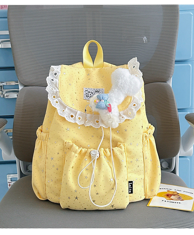Star Print Ruffled Backpack Kalsten