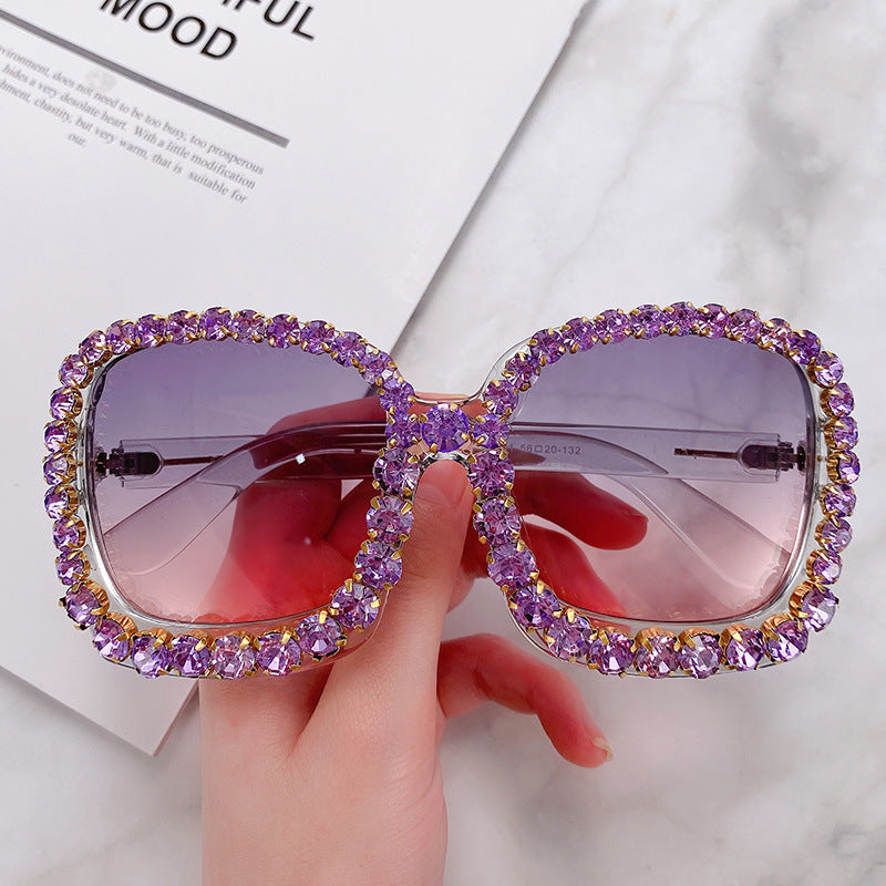Glamorous Rhinestone-Embellished Oversized Sunglasses Kalsten