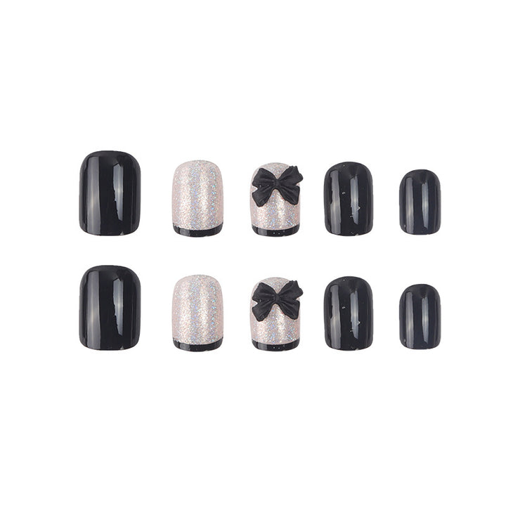 Elegant Stiletto Press-On Nail Set with Decorative Bow Accents Kalsten