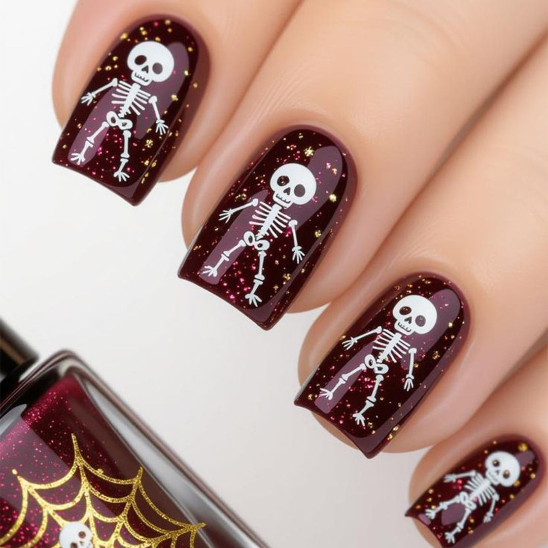 Halloween-Themed Skeleton Nail Art Set Kalsten