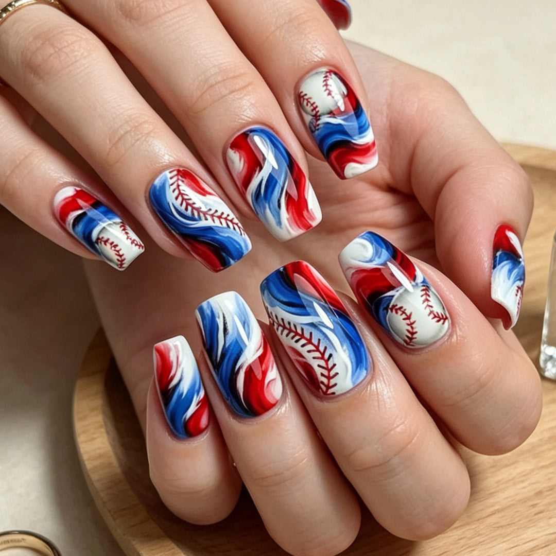 Sporty Baseball-Themed Nail Art Kalsten