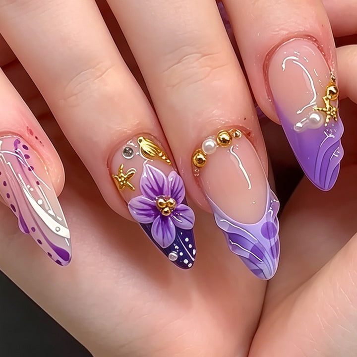 Decorative Floral Stiletto Nail Art Kalsten