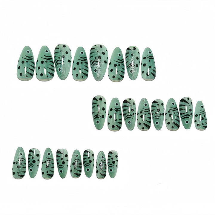 Creative animal motif artificial nails with glitter effects Kalsten