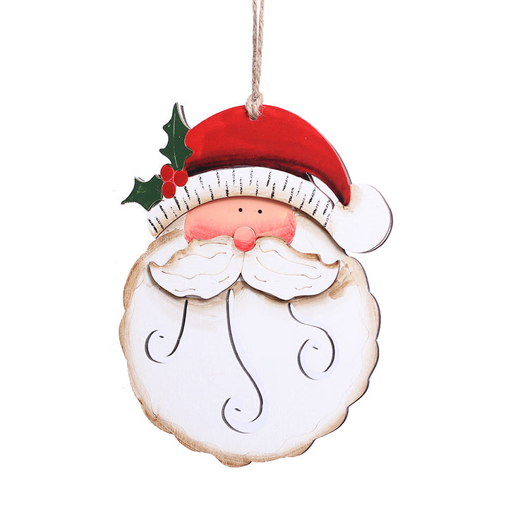 Decorative Wooden Santa Head Ornament