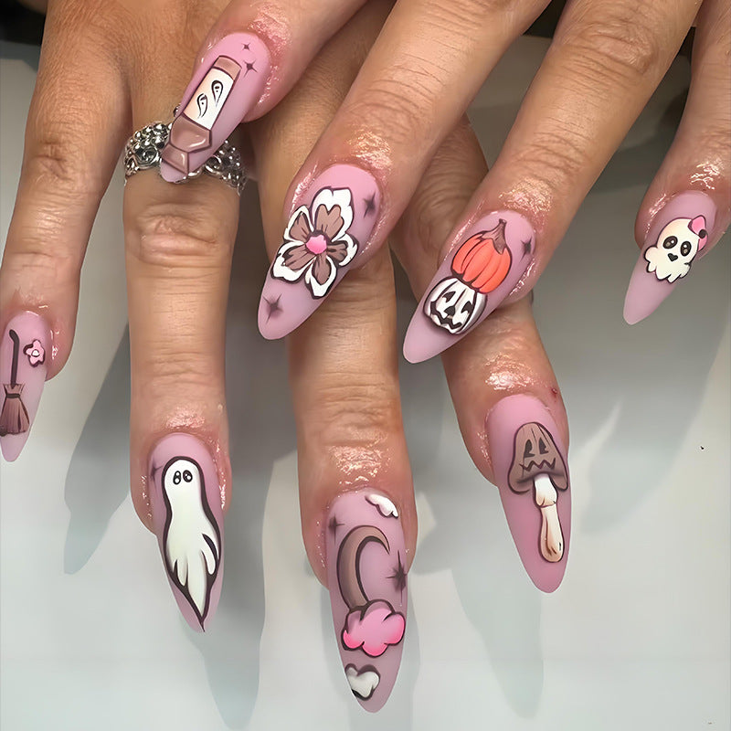 Artificial Nail Set with Playful Halloween Designs Kalsten