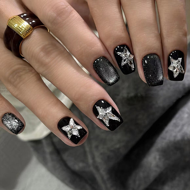 Elegant Press-On Nail Set with Glitter and Gloss Finish Kalsten