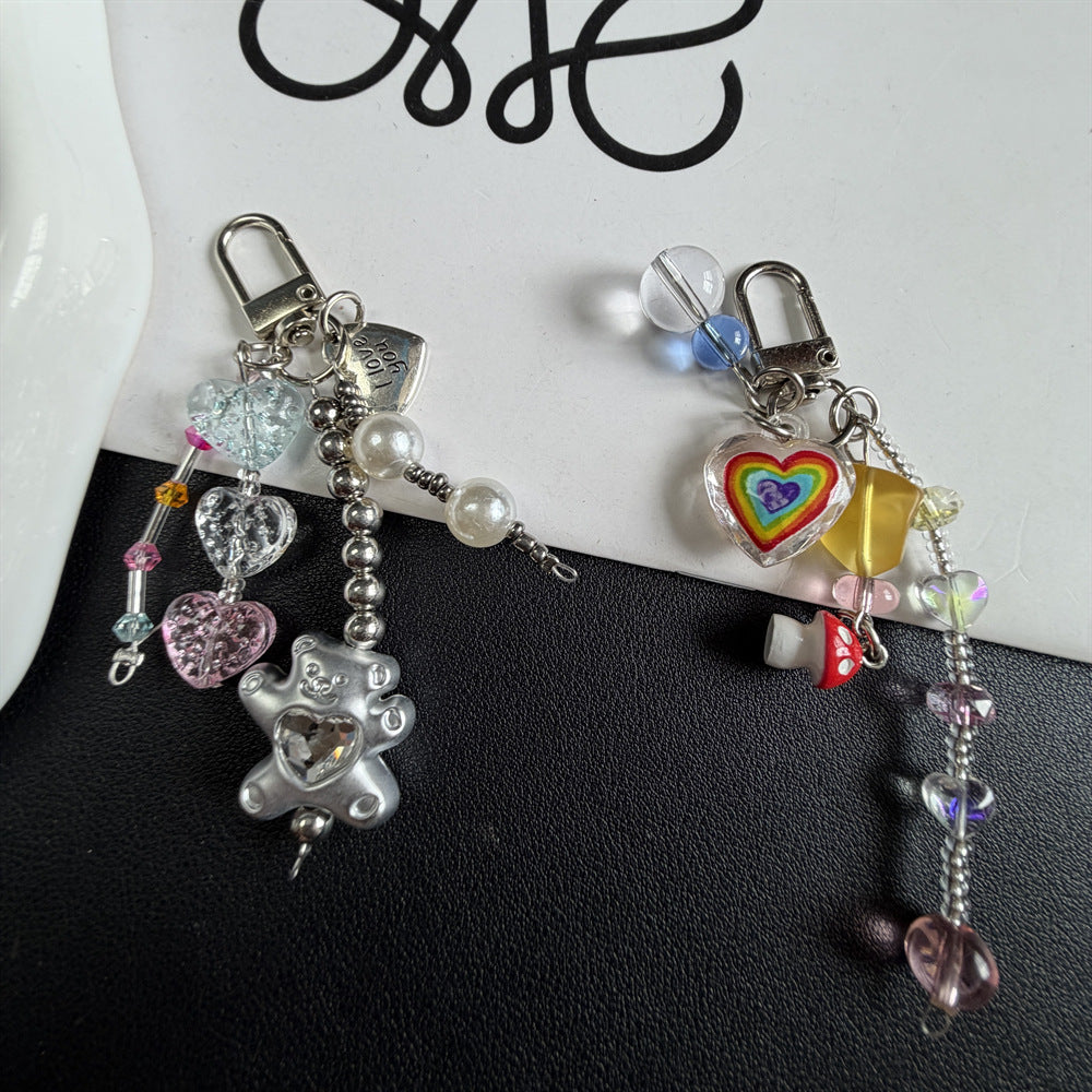 Decorative Heart and Bear Charm Keychain Kalsten