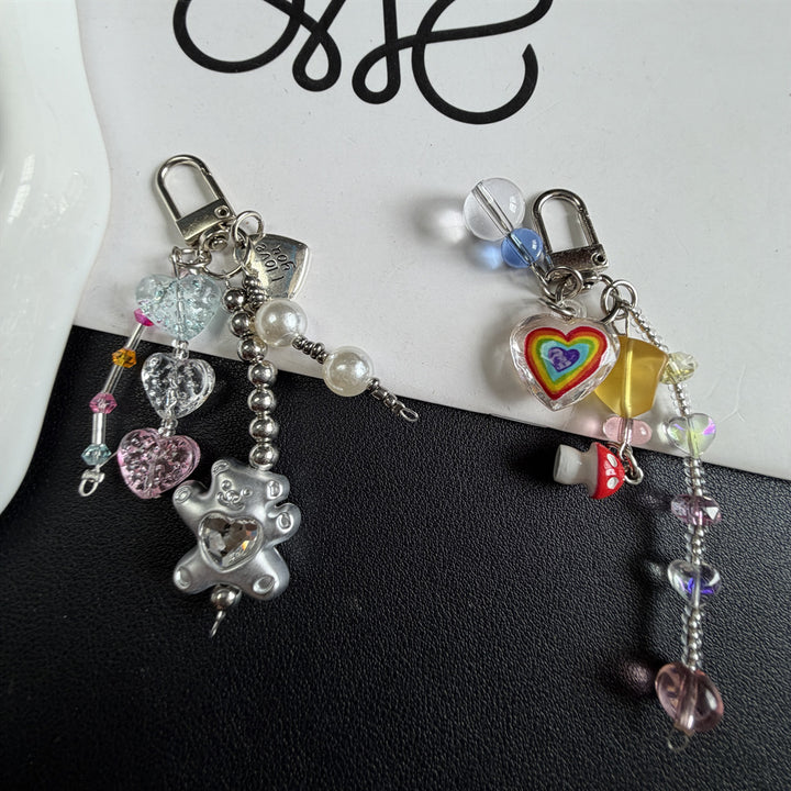 Decorative Heart and Bear Charm Keychain Kalsten