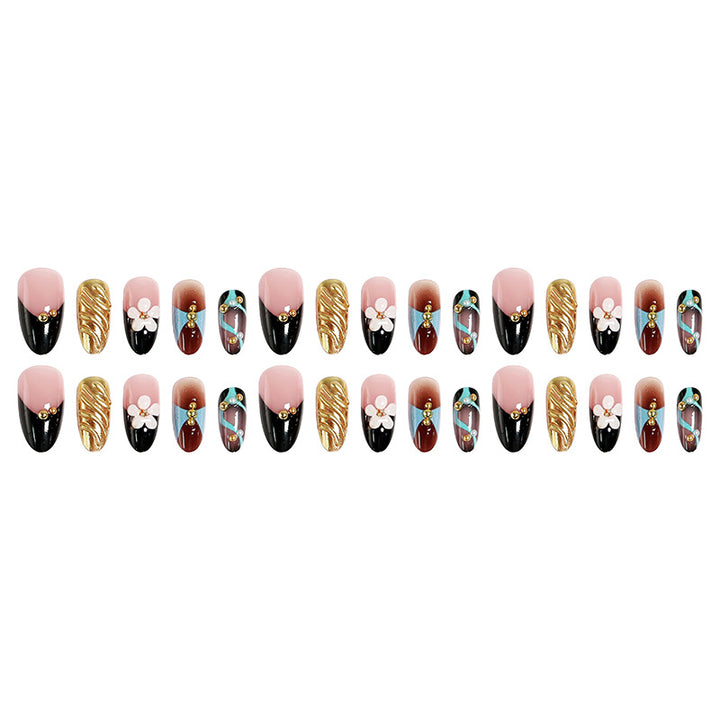 Artificial nail set with filigree floral decorations and glamorous accents Kalsten