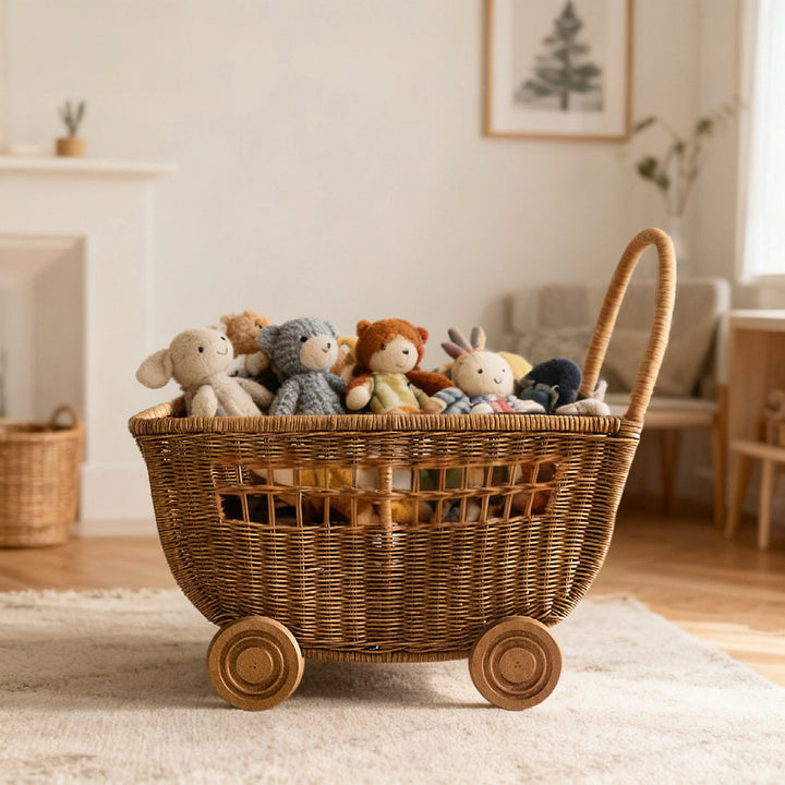 Vintage Woven Storage Cart Kalsten