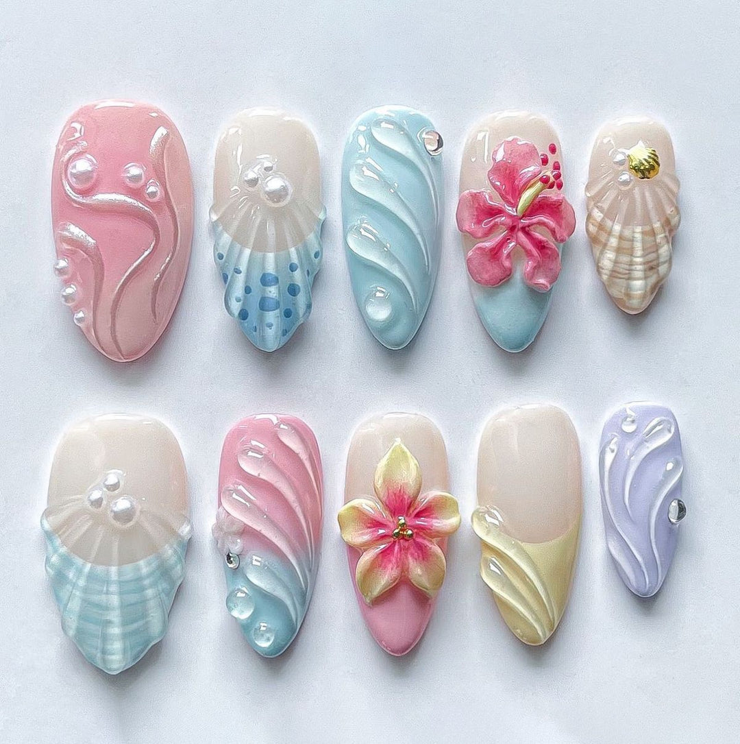 Elegant Artificial Nails with Botanical Designs Kalsten