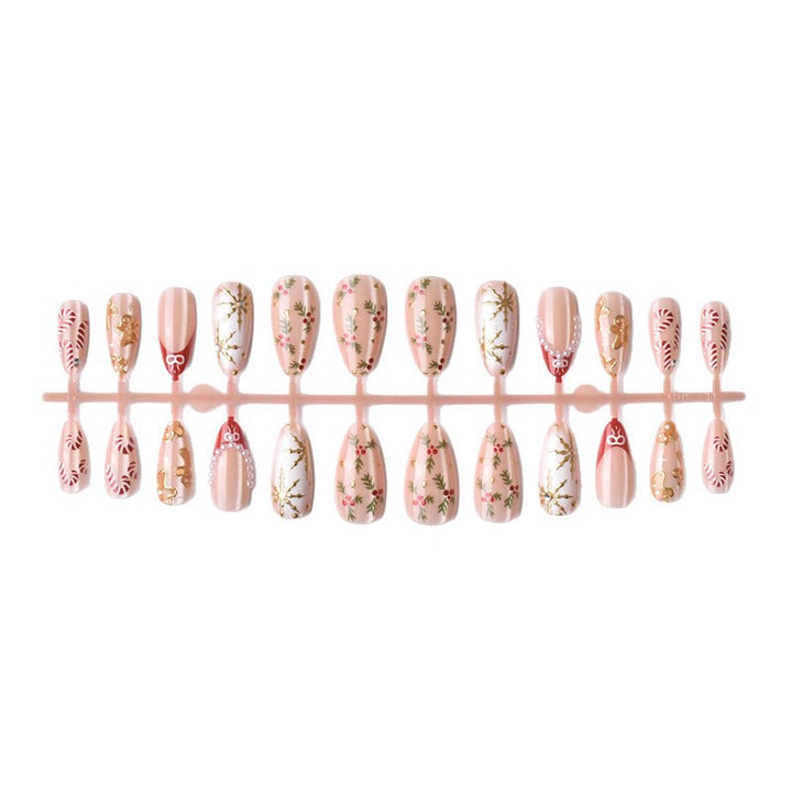 Festive Gingerbread Themed Press-On Nail Set