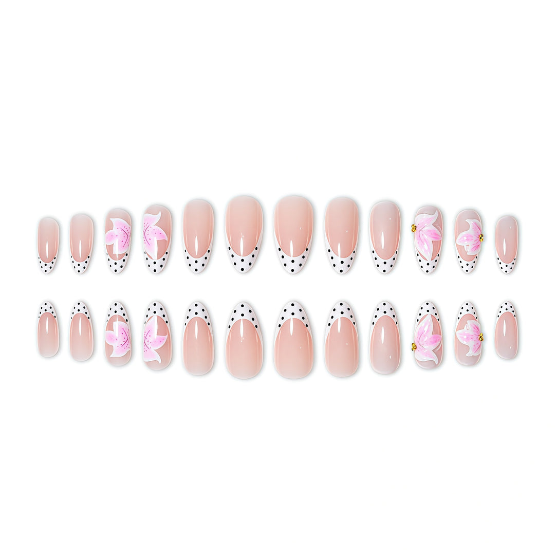 Artistic Floral and Polka Dot Press-On Nail Extensions Kalsten