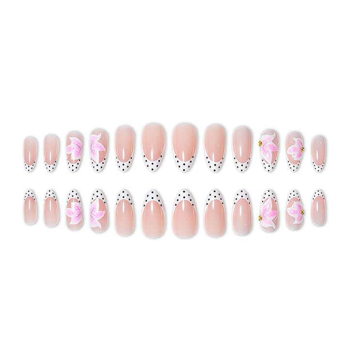 Artistic Floral and Polka Dot Press-On Nail Extensions Kalsten