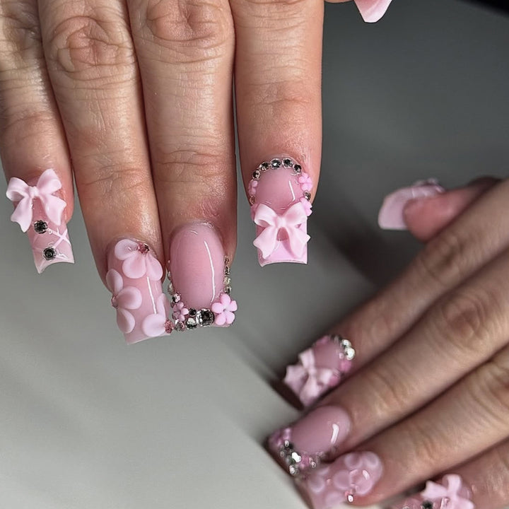 Decorative 3D Floral Acrylic Nail Art Extensions Kalsten
