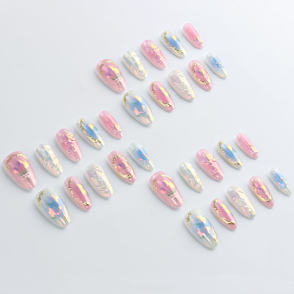 Artistic Floral Press-On Nail Art Kalsten