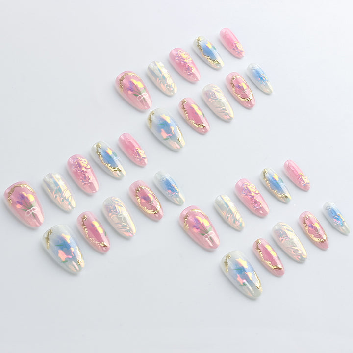 Artistic Floral Press-On Nail Art Kalsten