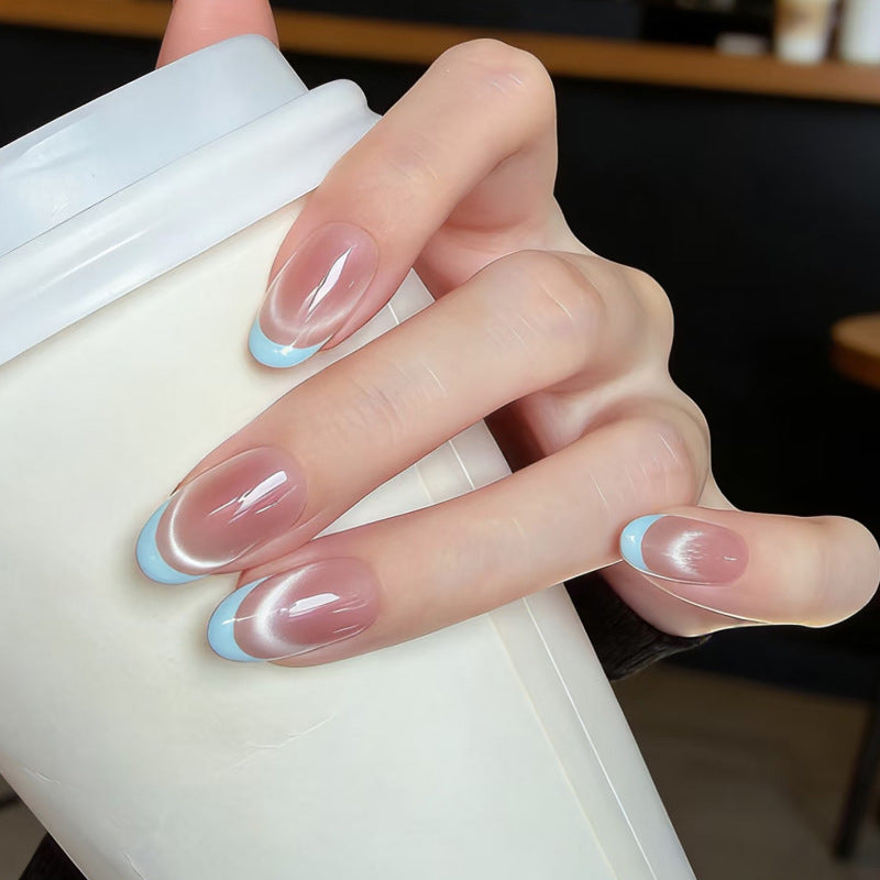 Elegant French Tip Glossy Press-On Nails Kalsten