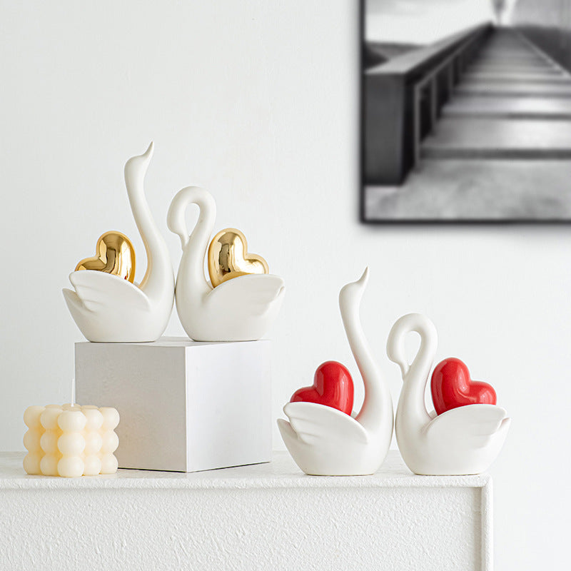 Elegant and romantic swans decorative figure Kalsten