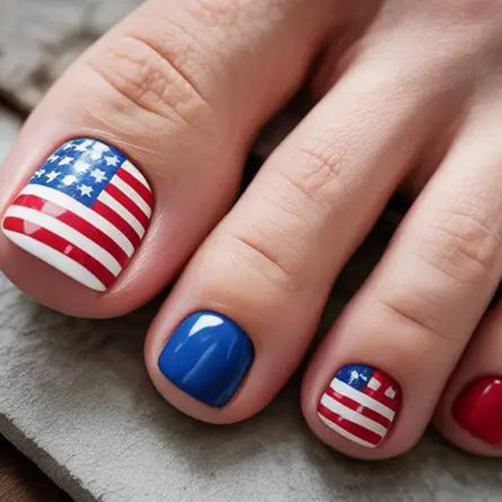 Patriotic style artificial nails with flag motifs Kalsten