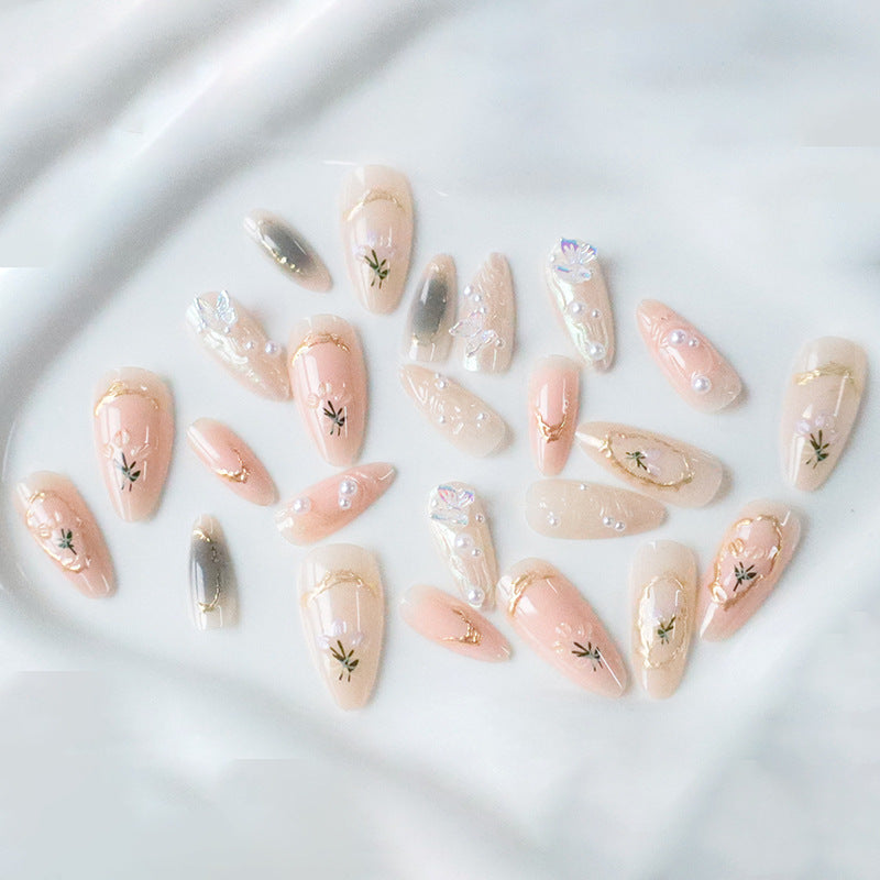 Artistic Long Almond-Shaped Nail Art Enhancements Kalsten