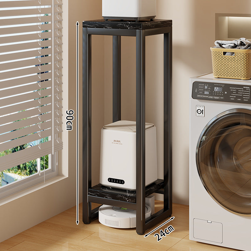 Narrow Two-Tier Metal Appliance Stand with Faux Marble Shelves
