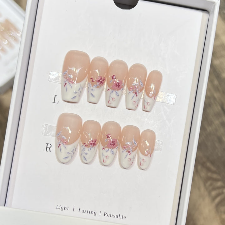 Floral Design Stiletto Press-On Nails Kalsten