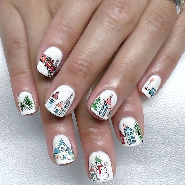 Festive Winter-Themed Press-On Nail Art Set Kalsten