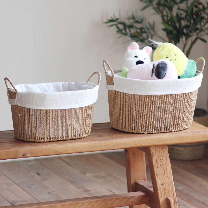 Handcrafted storage basket with white cotton lining Kalsten