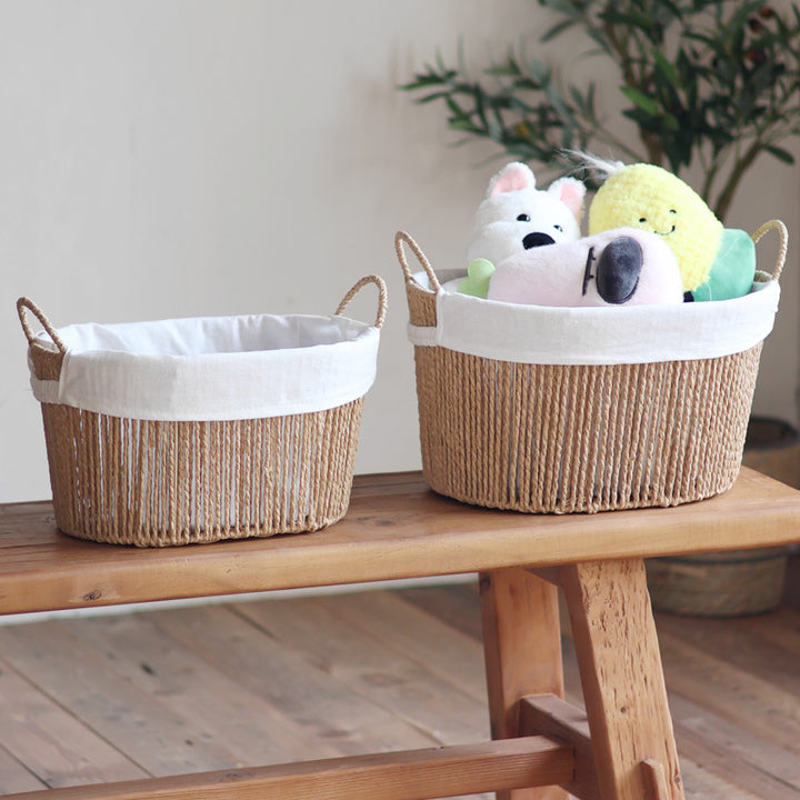 Handcrafted storage basket with white cotton lining Kalsten