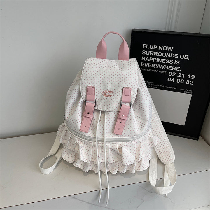 Ruffled Polka Dot Design Backpack