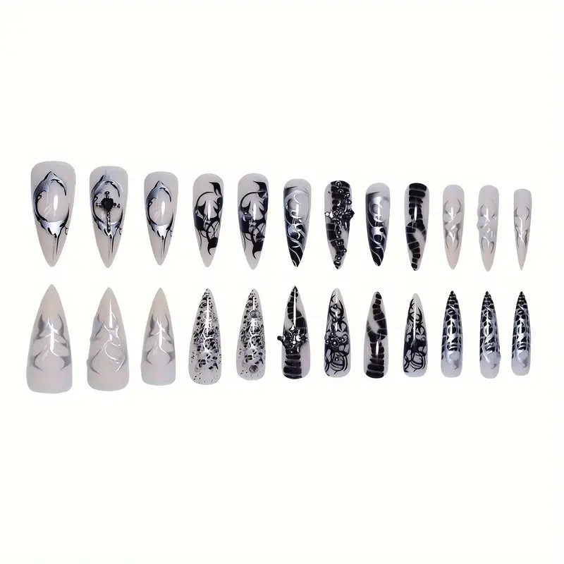 Intricate Gothic Acrylic Nail Enhancements Kalsten