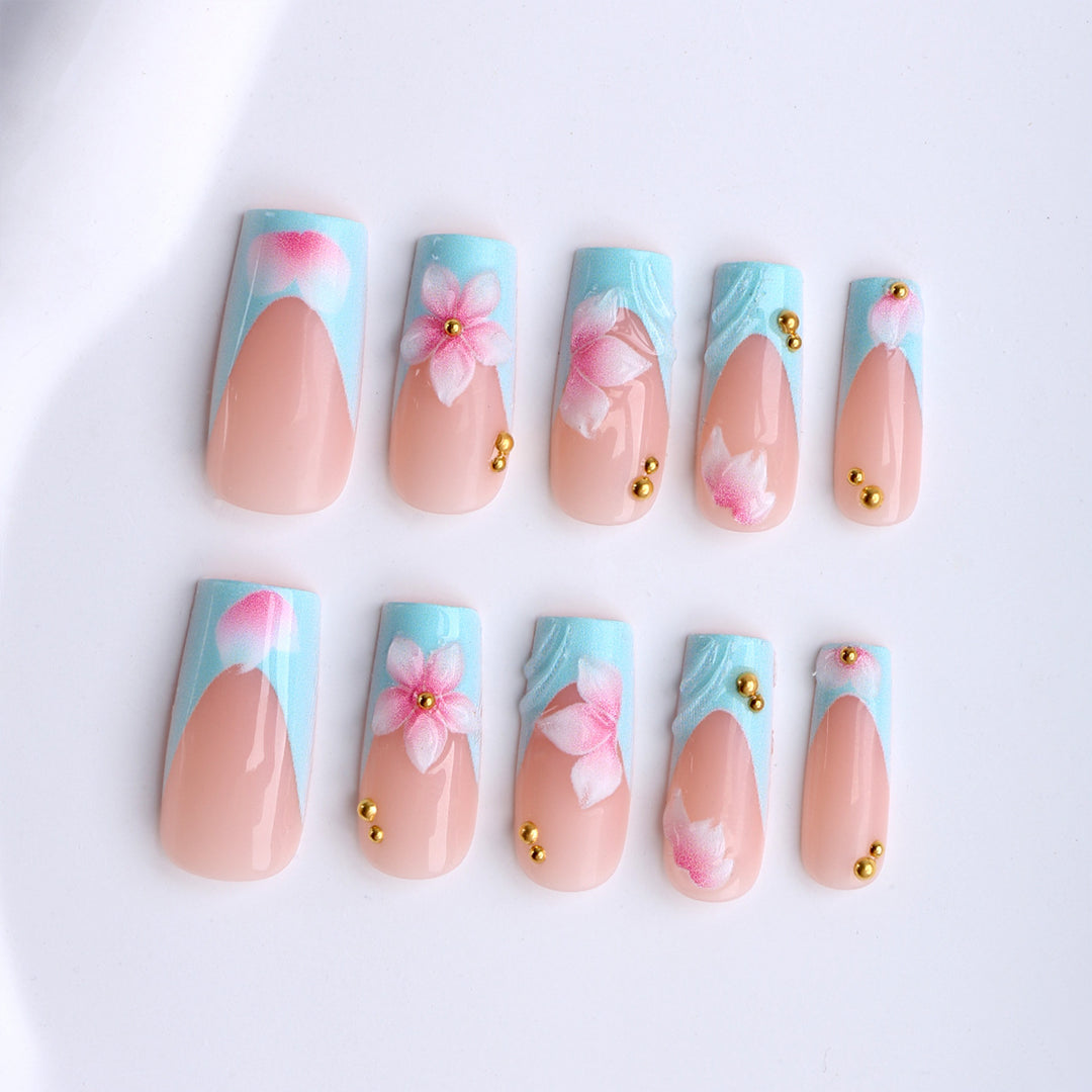 Artificial nails with floral motifs and modern design Kalsten