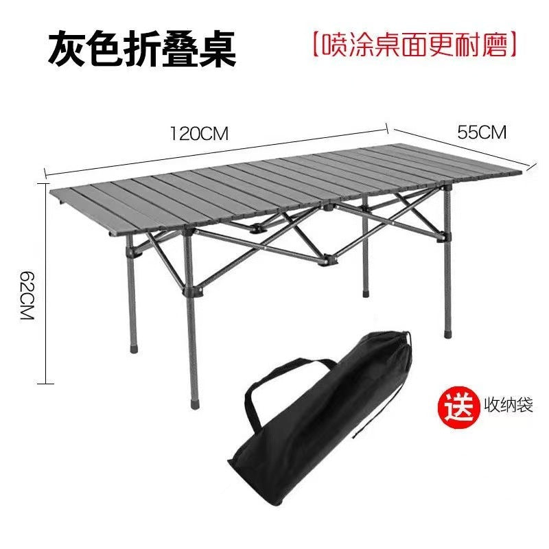 Folding Camping Table With Sturdy Aluminum Frame And Carry Bag Kalsten
