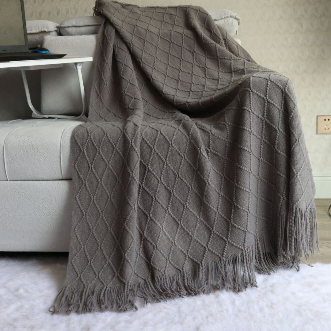 Luxury Textured Knit Throw Blanket Kalsten
