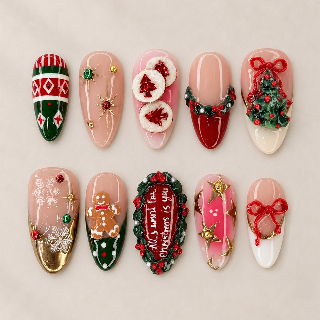 Festive artificial nails with Christmas motifs Kalsten