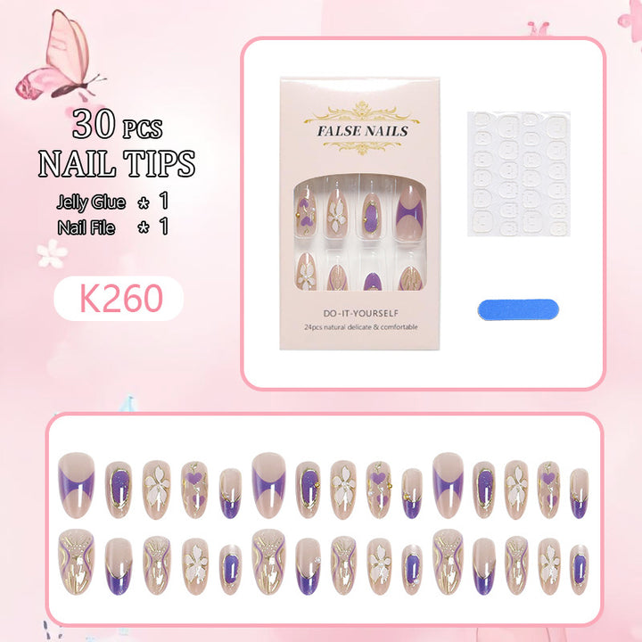 Artificial nail set with elegant flower and glitter details Kalsten