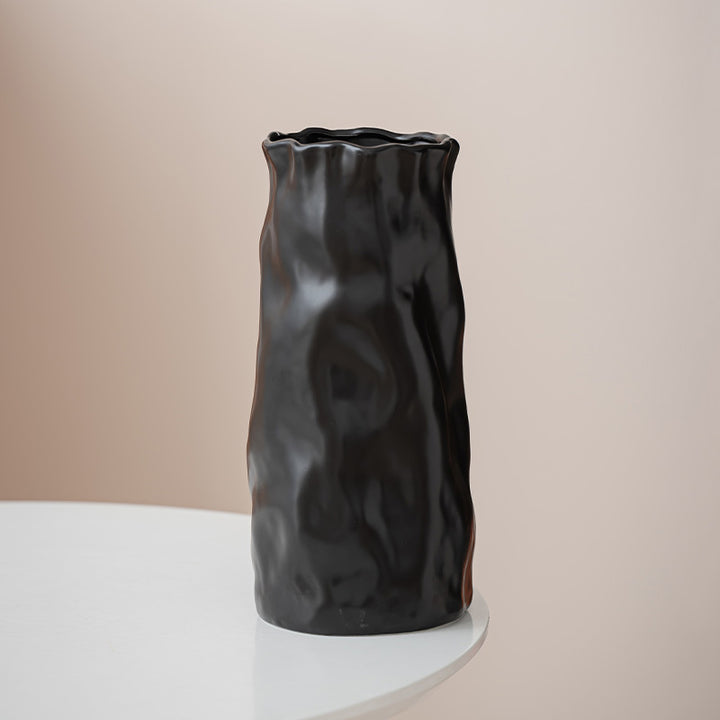 Textured Wave-Shaped Decorative Ceramic Vase