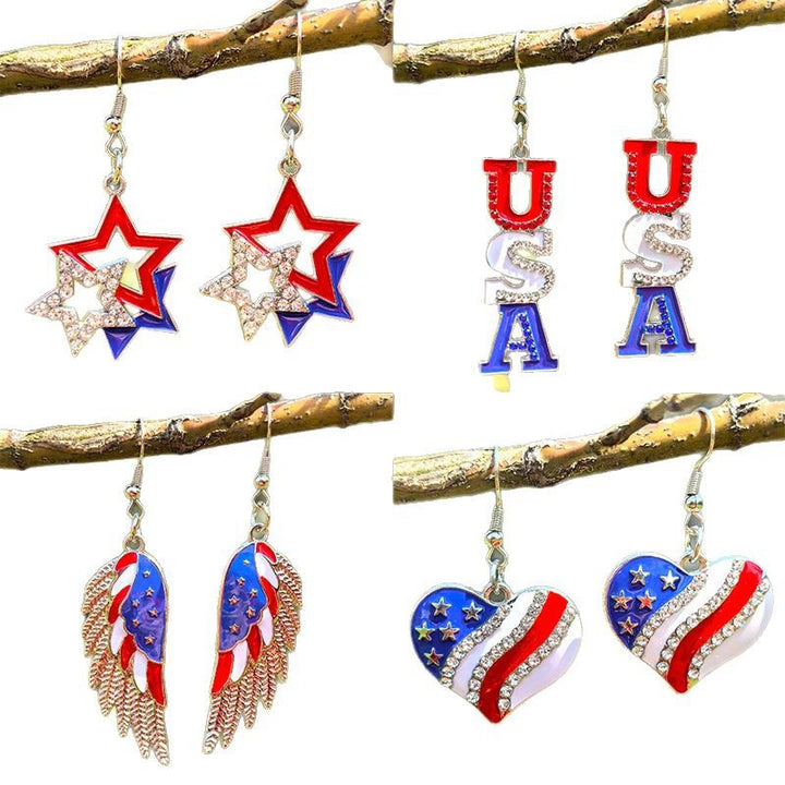 Women's hanging star earrings with enamel and crystal embellishments Kalsten