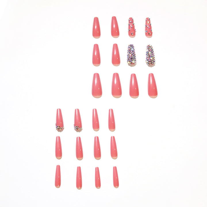 Artful Nail Extensions with Decorative Rhinestone Embellishments Kalsten