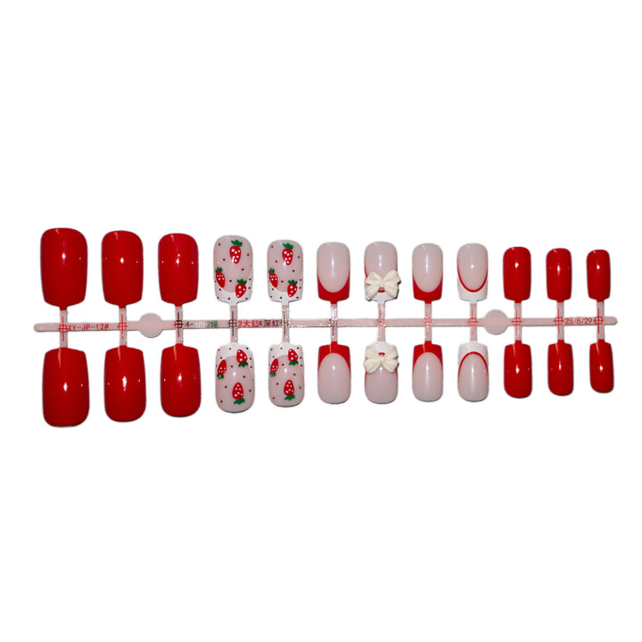 Artistic Strawberry-Inspired Nail Art Set