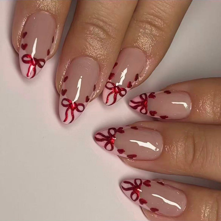 Premium Artificial Nails Set with Decorative Bows Kalsten