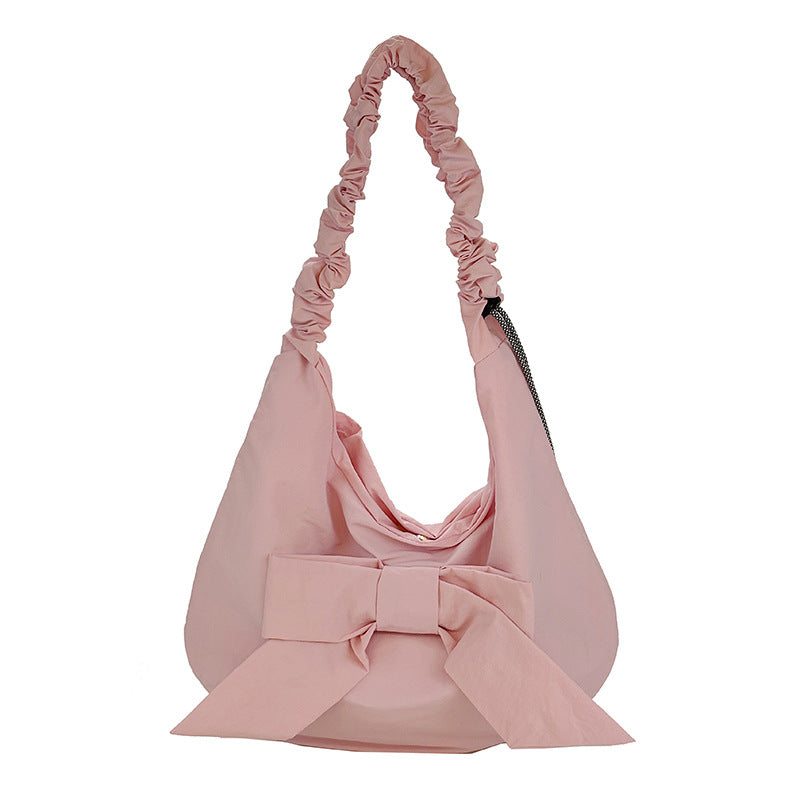 Elegant Bow-Embellished Slouchy Shoulder Bag