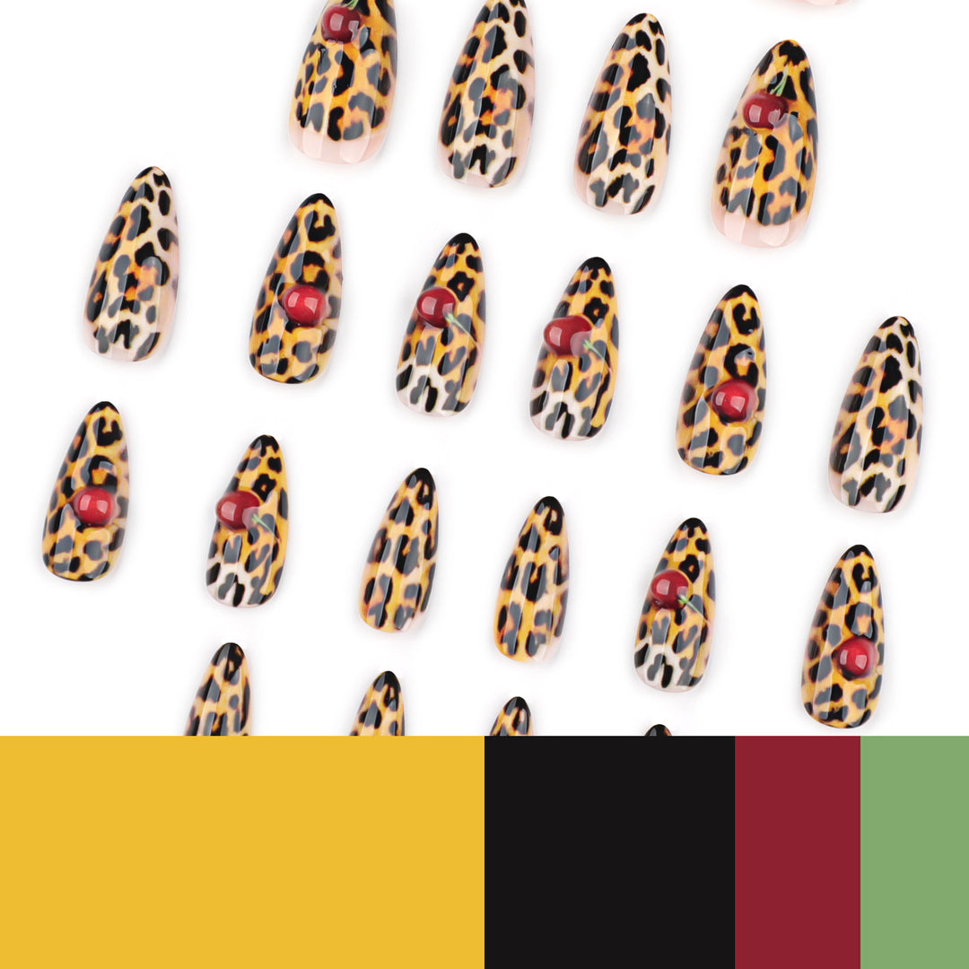Artful stiletto nails with leopard pattern and accents Kalsten