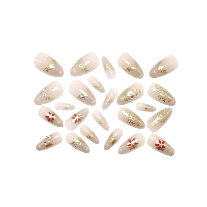 Artificial nails with elegant flower design and glitter accents Kalsten