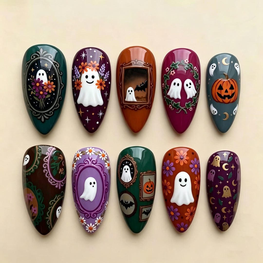 Halloween-Themed Decorative Press-On Nail Art Set