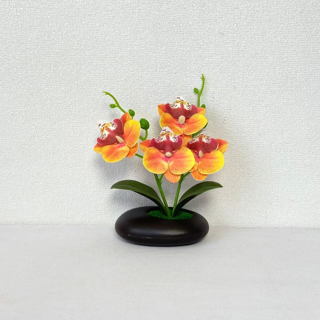 Elegant Faux Orchid Flower Arrangement for Indoor Decor