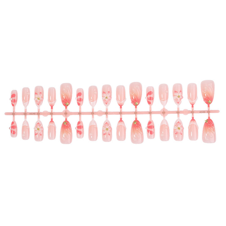 Elegant artificial nail set with floral and gradient patterns Kalsten